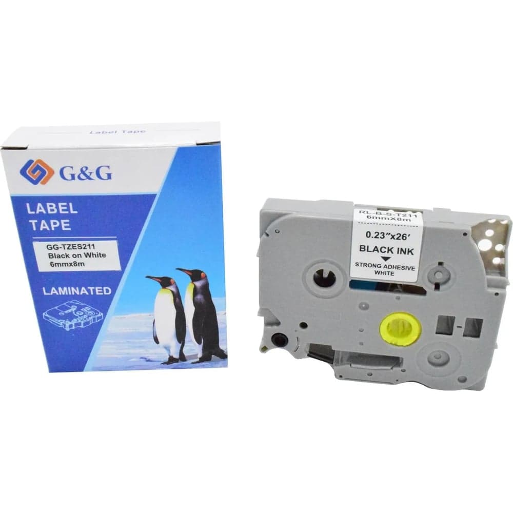 Картридж ленточный G&amp;G GG-TZES211 черный на белом 6x8 для Brother 1010/1280/1280VP/2700VP 2073256