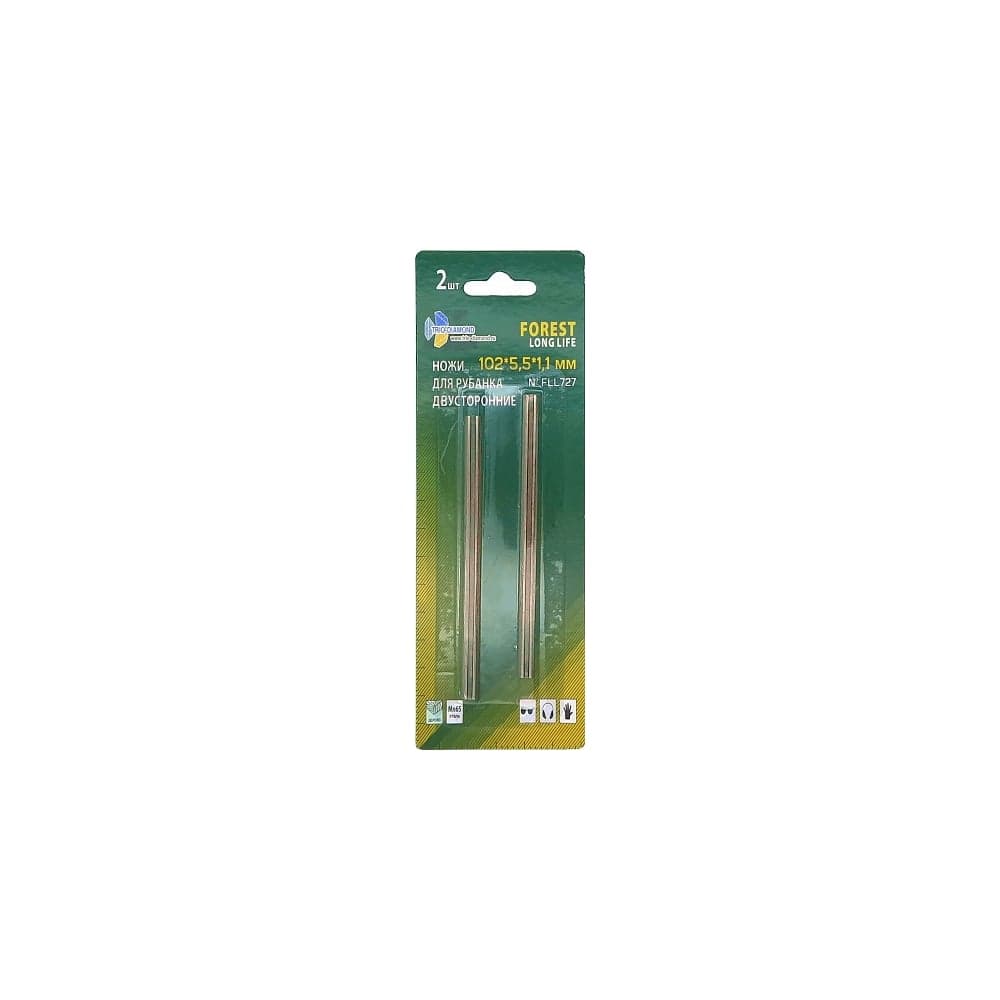 Ножи для электрорубанка двусторонние TRIO-DIAMOND 102x5,5x1,1 мм (2шт) Forest Long Life FLL727