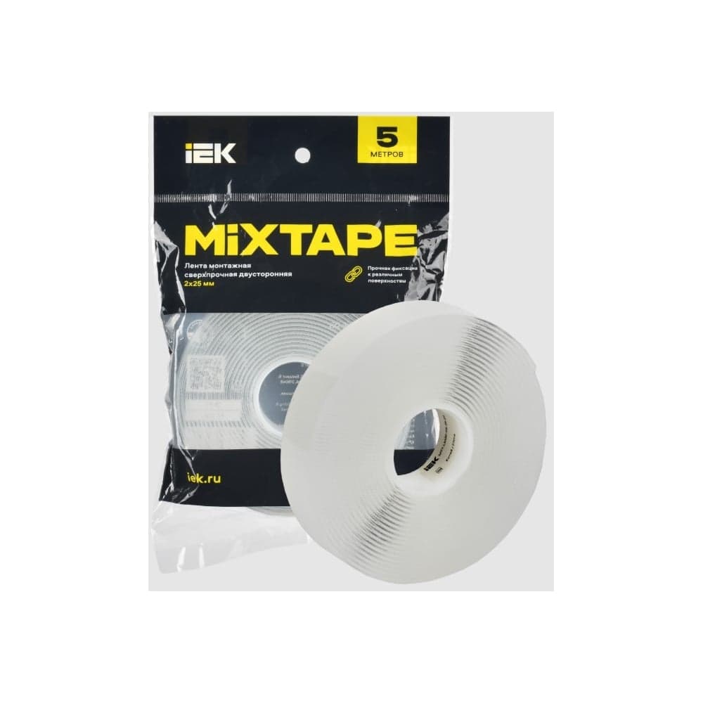 Лента монтажная IEK MIXTAPE PRO сверхпрочная, двусторонняя, 2x25 мм, 5 м MT7-LM30-02-25-05