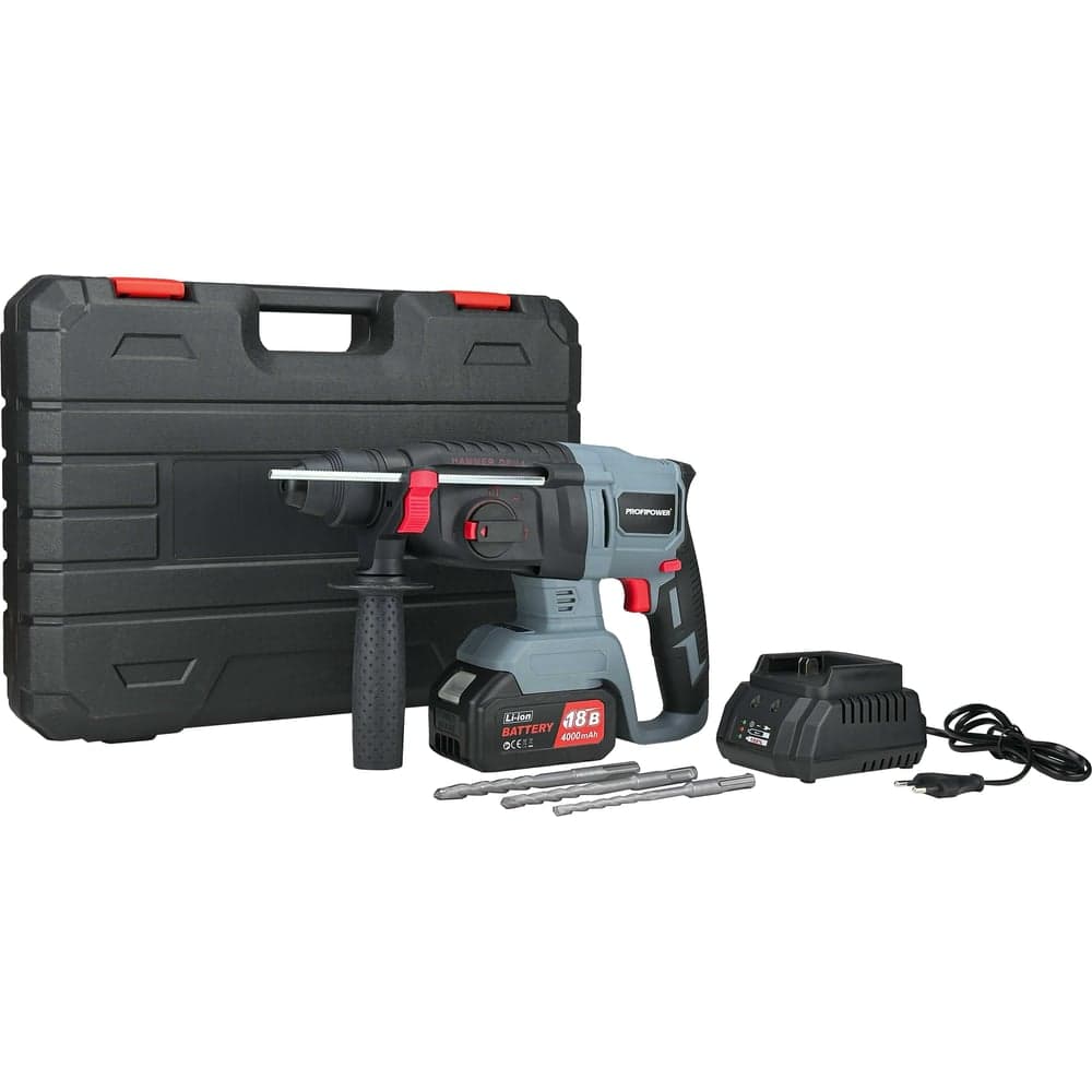 Аккумуляторный перфоратор беcщеточный Profipower MKDHR-18V (Li-ion-1шт, 4.0Ач, 1,9Дж, 3 режима, З/У, кейс) T0058