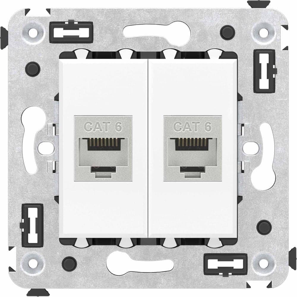 Компьютерная розетка DKC RJ 45, без шторки, в стену, кат.6, двойная, экранированная, Avanti, Белое облако, 1 шт. 4400794