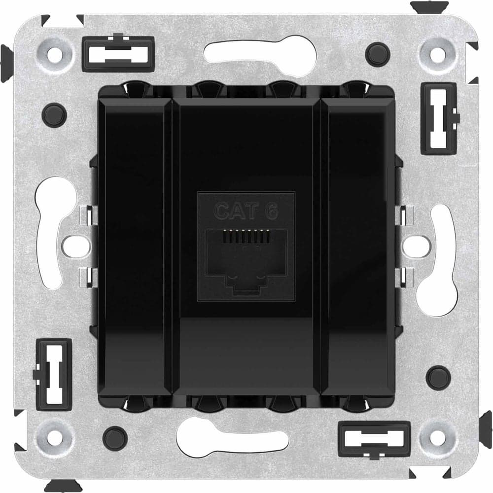 Компьютерная розетка DKC RJ 45, без шторки, в стену, кат.6, одинарная, Avanti, Черный квадрат, 1 шт. 4402693