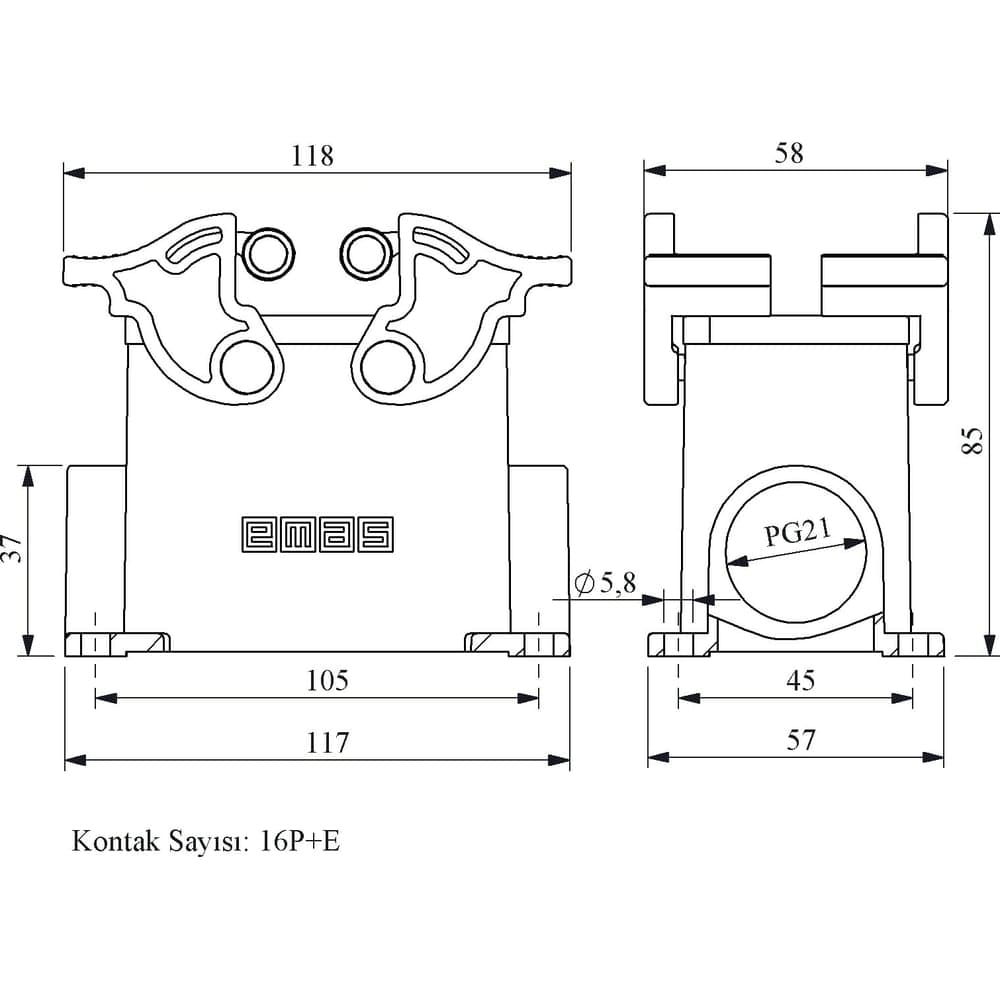 Пустой корпус Emas 16 полюсов, 16A EBM16GD24