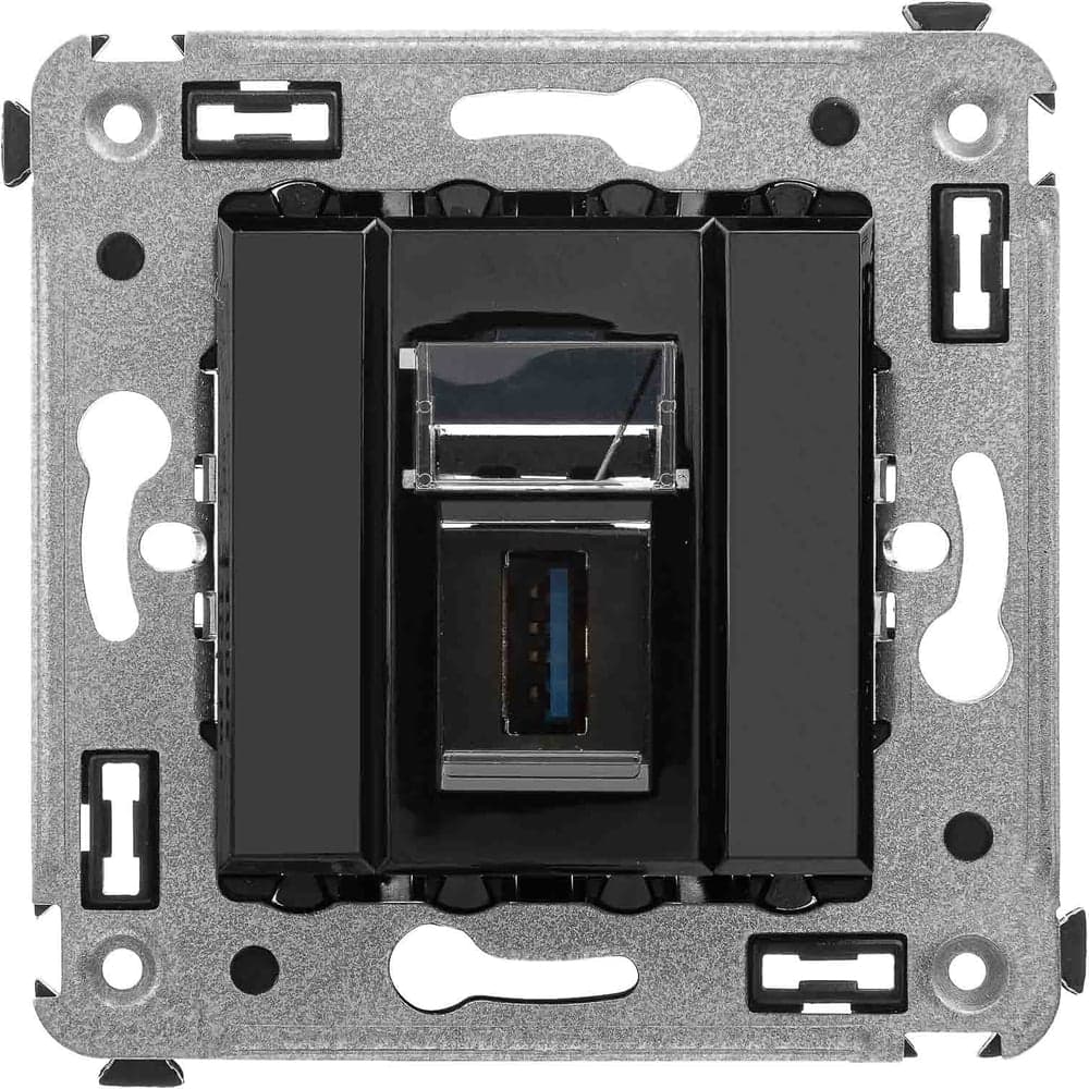 Розетка DKC USB 3.0 одинарная в стену, тип А А, Avanti, Черный квадрат 1 ШТ 4402303