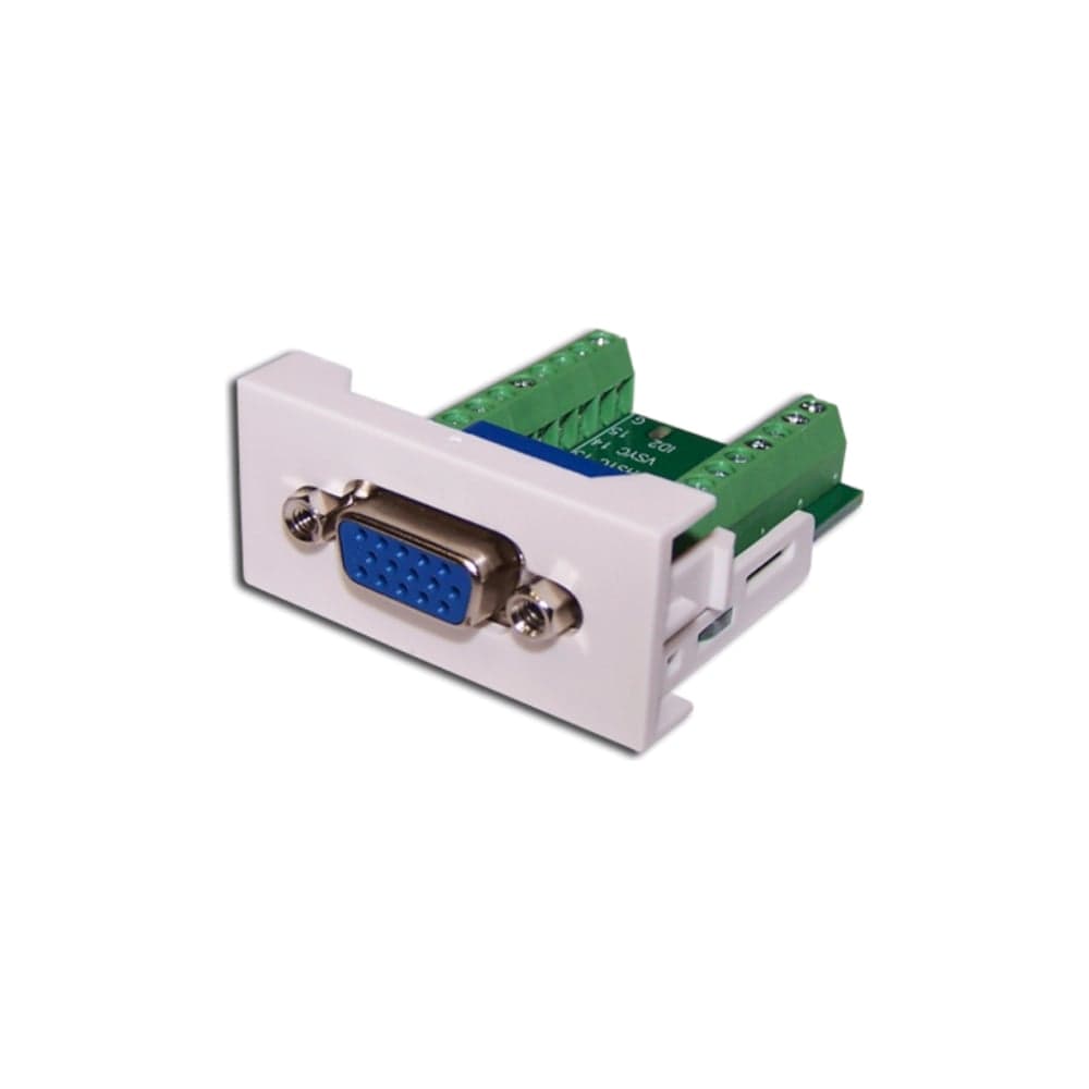 Розетка LANMASTER Mosaic 22.5x45, с адаптером VGA D-SUB HDB-15, мама, белая LAN-WA-LP-VGA16-WH