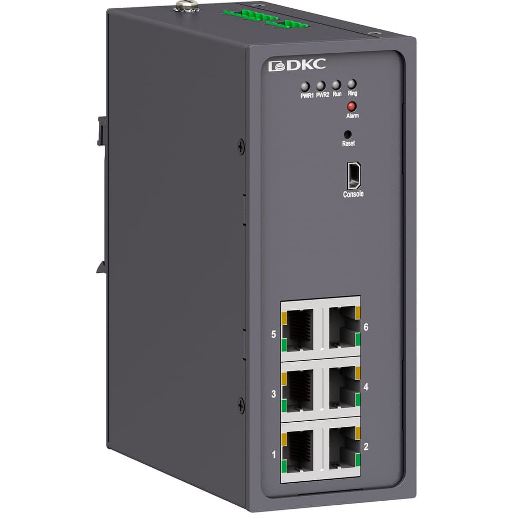 Промышленный управляемый коммутатор DKC 6×10/100Base T X портов RJ45, консольный порт Mini USB, 24 48В DC 18 72В DC , с р N2000 6T P N2000-6T-P1