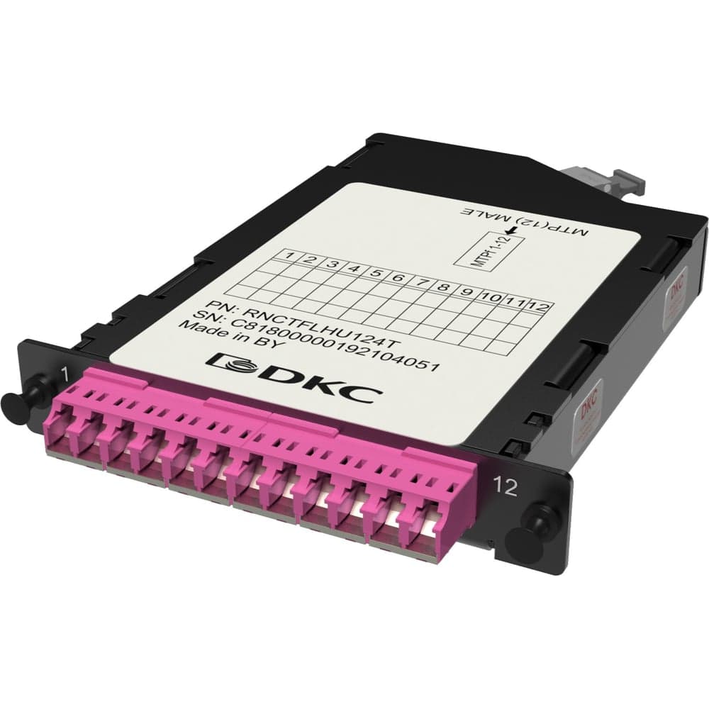 Претерминированная кассета DKC 12ОВ 50/125 OM4, 1xMTP 12 f/6xLC Duplex с интегрированными шторками, 1/2 HU 1 ШТ RNCTFLHU124T