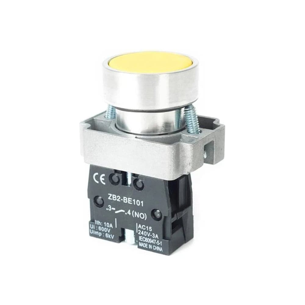 Кнопка HLT BA51 NC, 230B, IP40, желтый, 20штук/упаковка 085-07-005