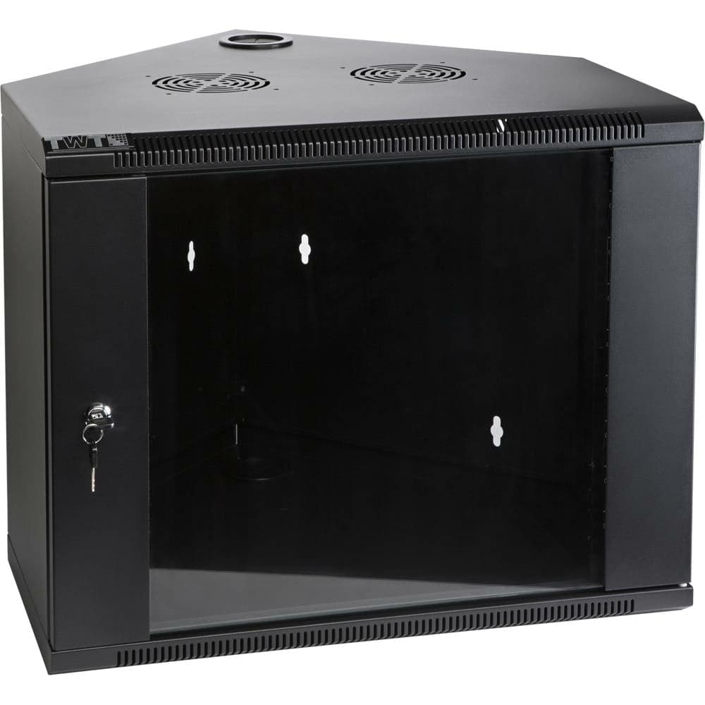 Настенный шкаф TWT угловой, 4U 600x600, стеклянная дверь, черный, I CBWTG-4U-6x6-BK