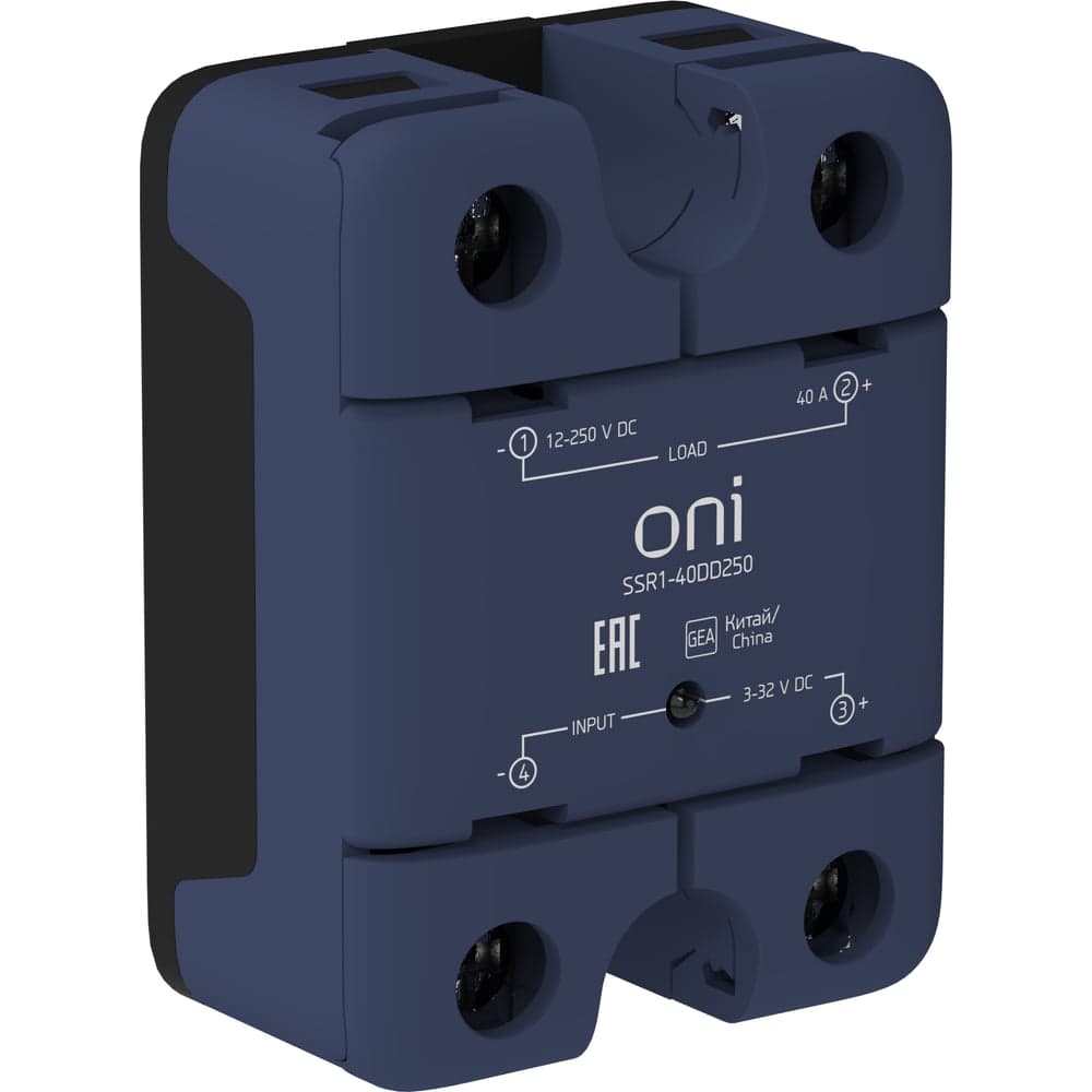 Реле твердотельное ONI SSR1 40А 3-32В DC 12-250В DC SSR1-40DD250