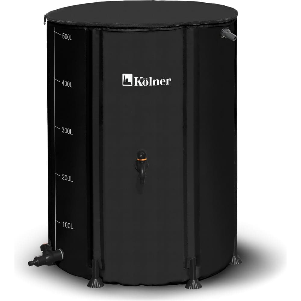 Бочка для воды Kolner KWB 500B (500 л, с краном и крышкой, ПВХ, черная, УФ-защита), 8091100310