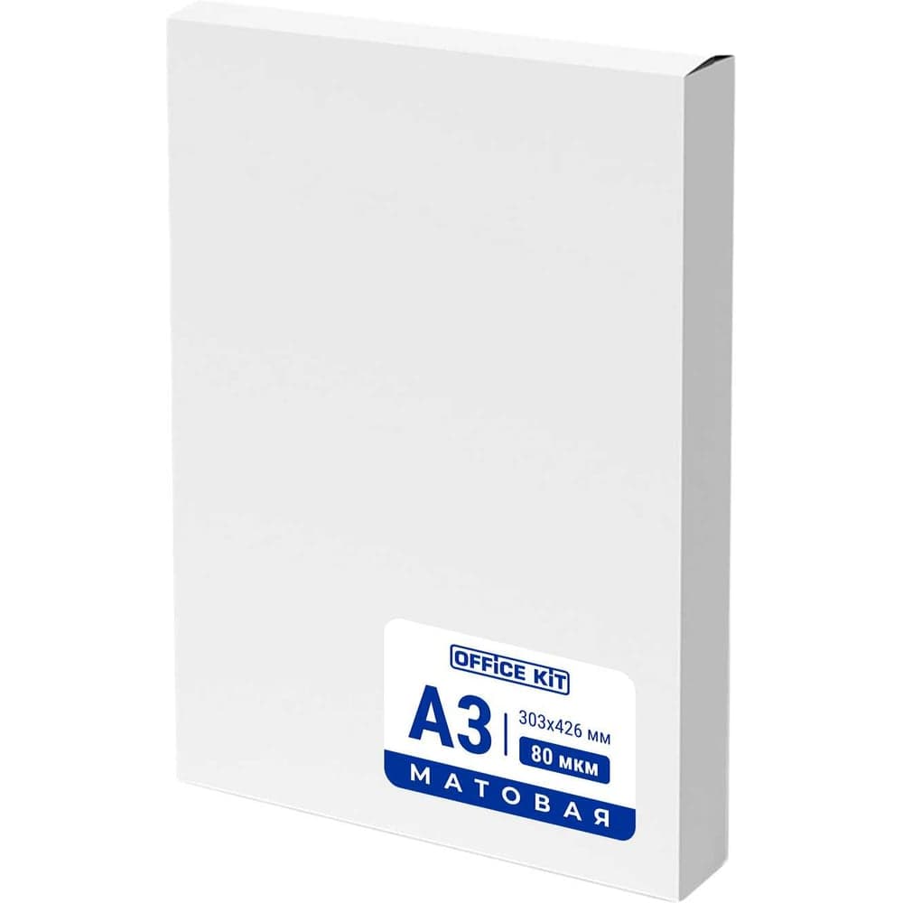 Пленка для ламинирования Office Kit 303x426 мм, матовая, толщина 80 мик, в упаковке 100 шт PLP303*426/80 m