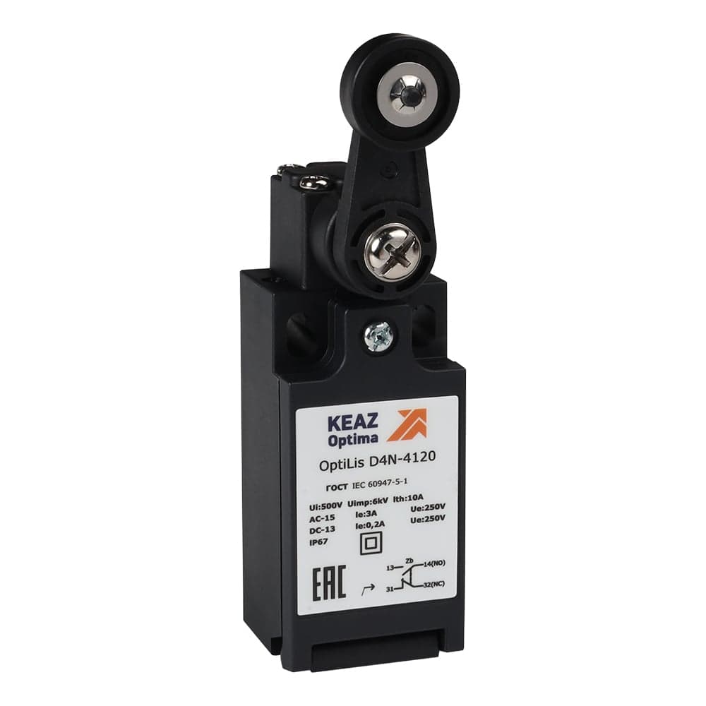 Выключатель концевой КЭАЗ OptiLiS D4N-4120 рычаг пластиковый с роликом пластиковым EN 50047 XCKN2118P20 365306