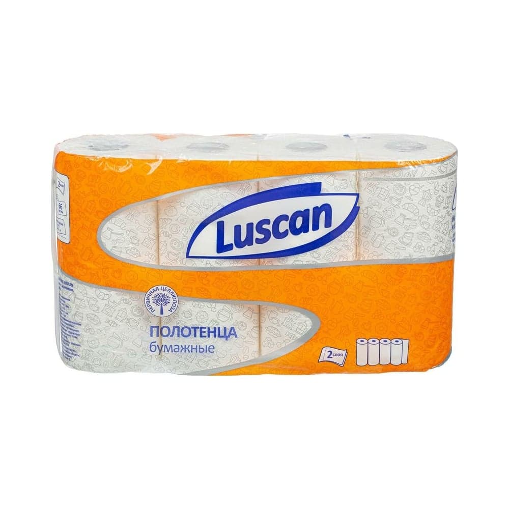 Бумажные полотенца Luscan 2-слойные, белые, 4 рулона по 17 метров 1130765