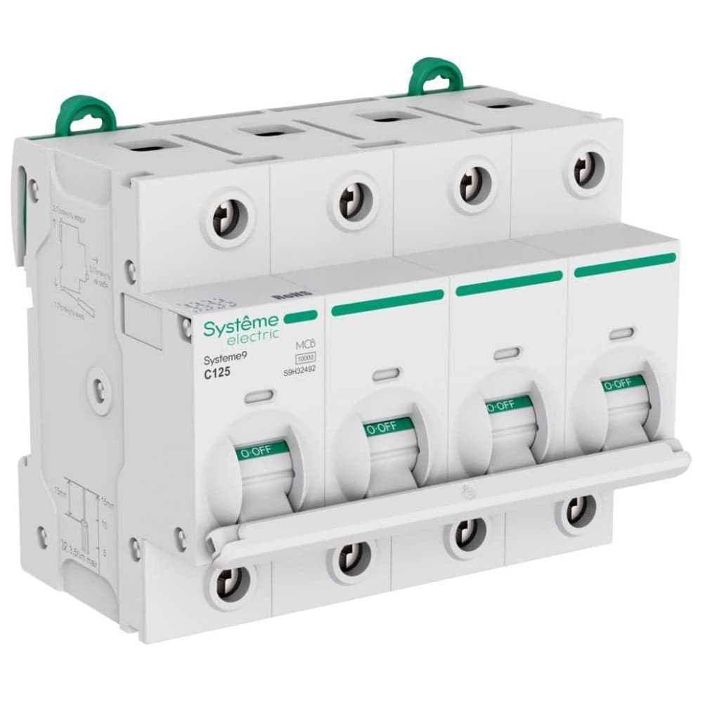 Автоматический выключатель (АВ) Systeme Electric Systeme9 27 мм, хар-ка C, 125 A, 4 P, 10 kA, 400 В S9H32492