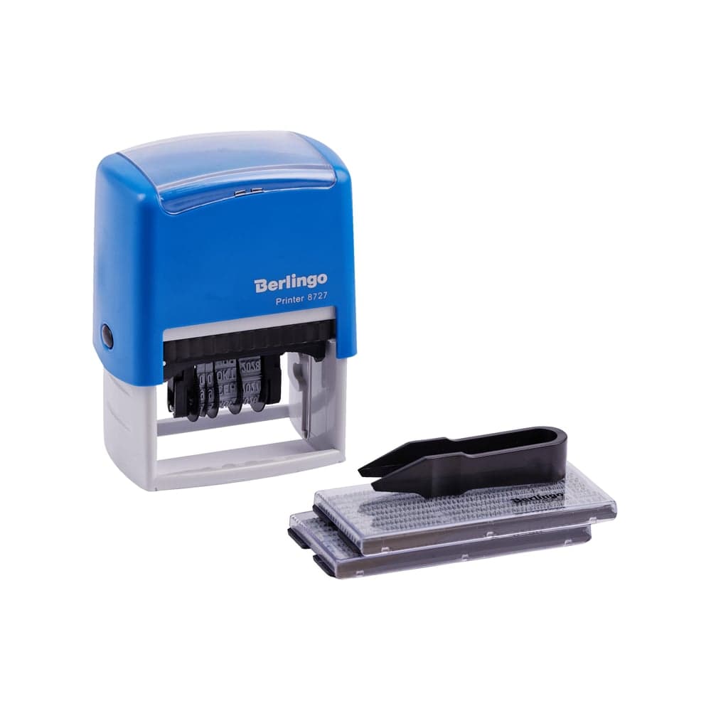 Самонаборный датер Berlingo Printer 8727 пластик, 4 строки, дата 4 мм, 2 кассы, русский BSt_82304