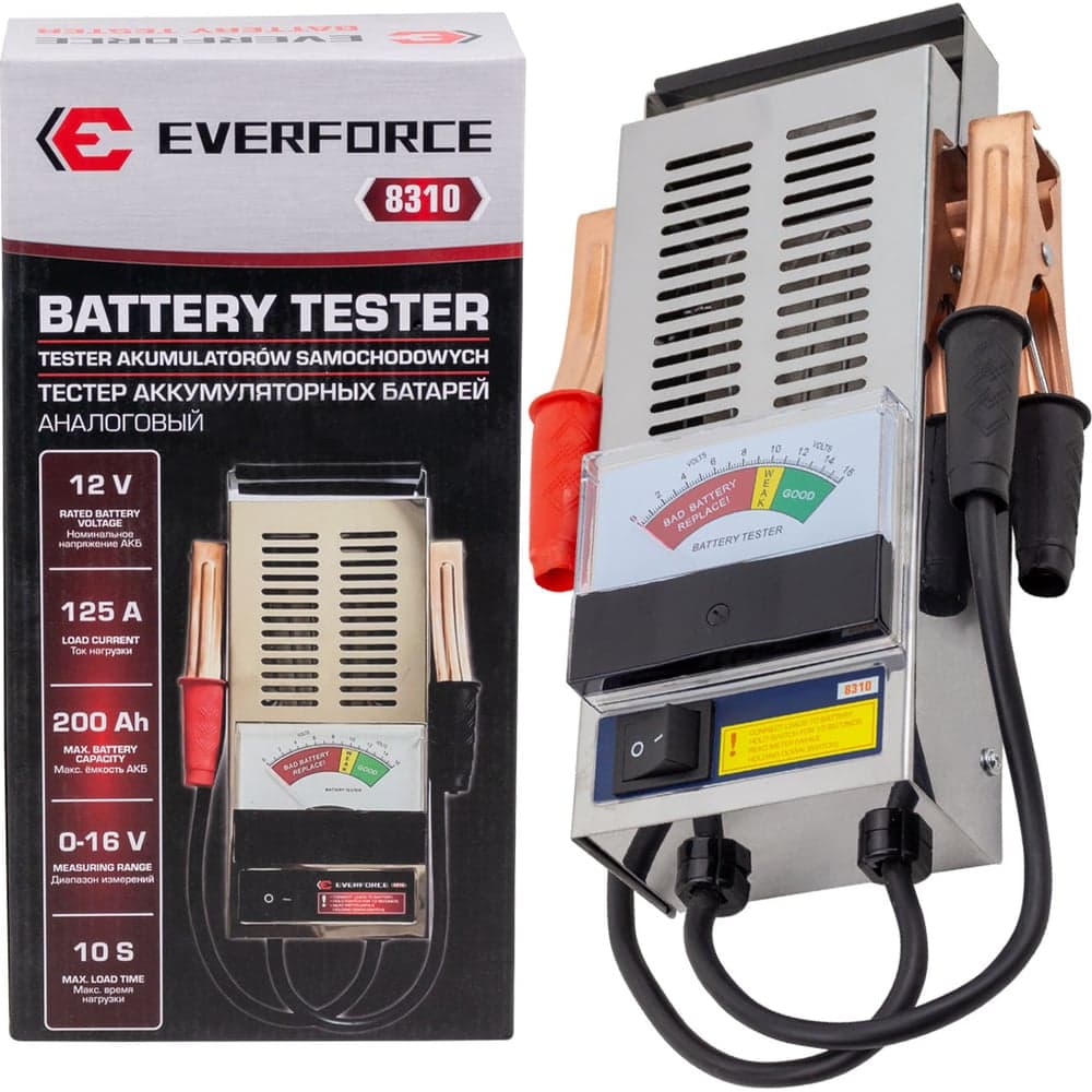 Тестер аккумуляторных батарей аналоговый EVERFORCE 12V, 125A, 200Ah EF-8310(65114)