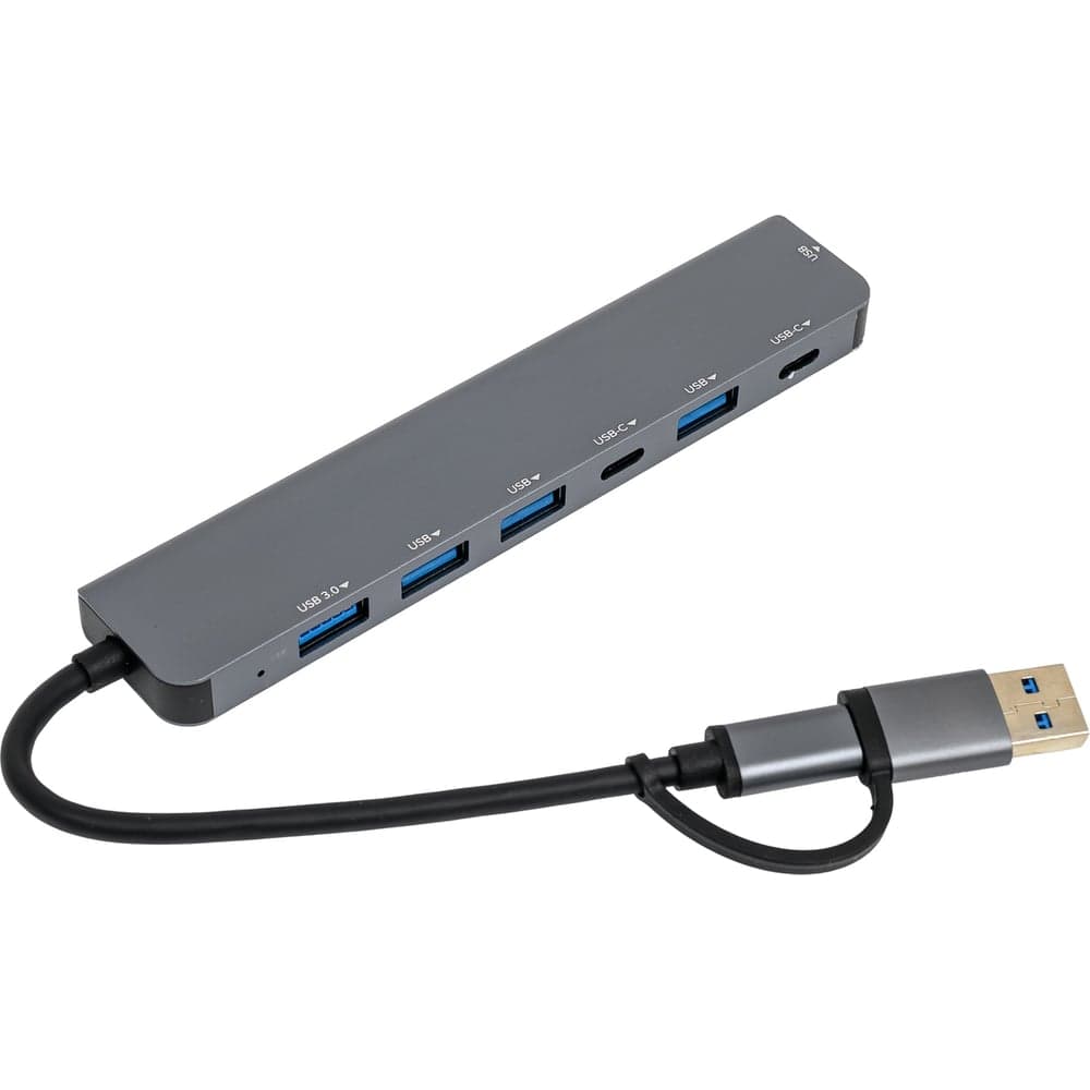 Мульти Хаб PERO MH06, USB-С/USB-A TO 2xUSB-C + USB 3.0 + 4xUSB 2.0, серый MH06GR