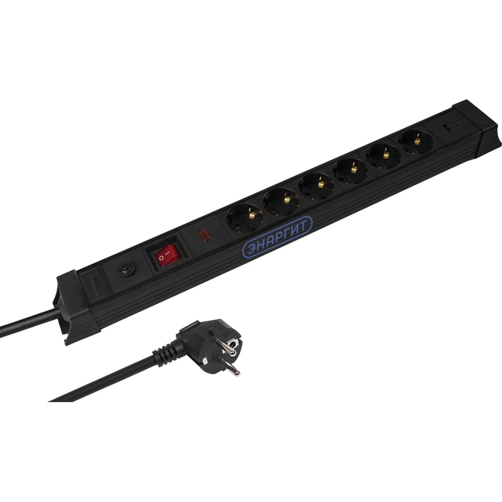Сетевой фильтр энаргит, кабель 3x2,5 - 5 метров, 6 розеток, 2 usb (Type A + Type C) SL-G06KGDU2-325-5