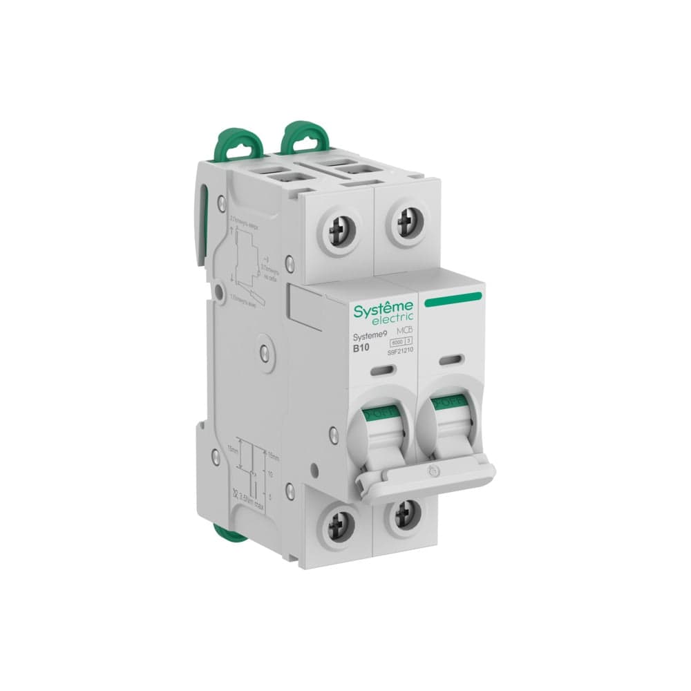 Автоматический выключатель (АВ) Systeme Electric Systeme9 хар-ка B, 10 A, 2 P, 6 kA, 400 В S9F21210