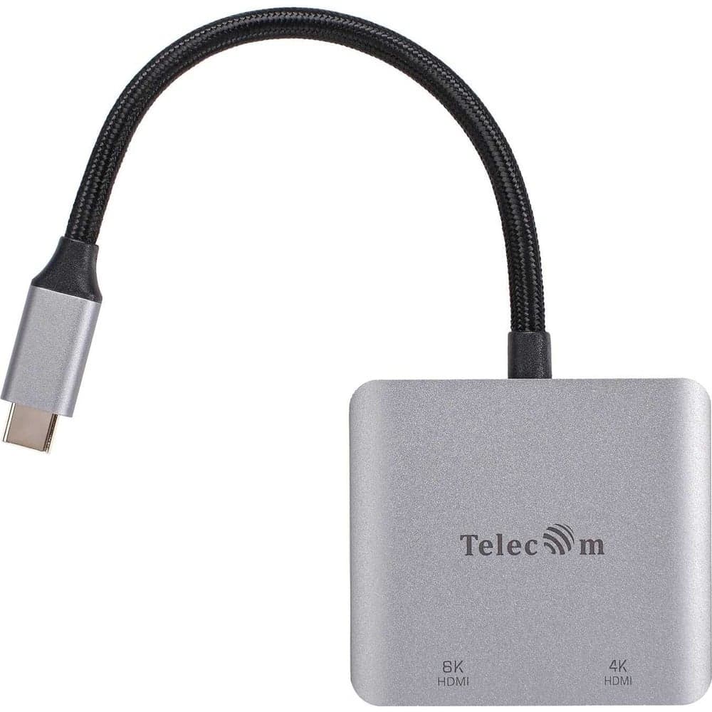 Кабель-адаптер Telecom TypeC - dual HDMI f HUB 8K 60Hz 0.15m TUC601