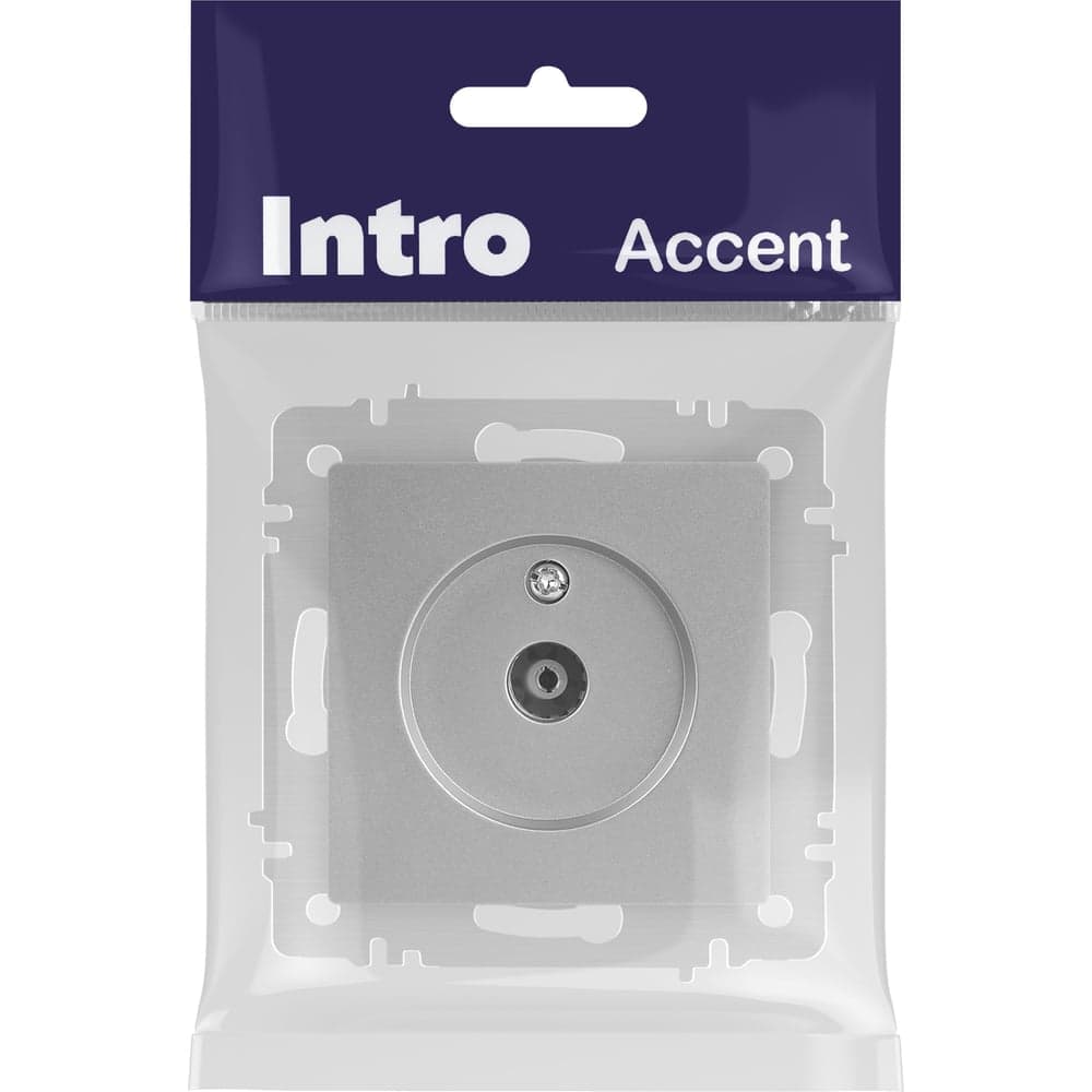 Розетка Intro Accent 630103 TV одиночная, IP20, СУ, алюминий Б0063607