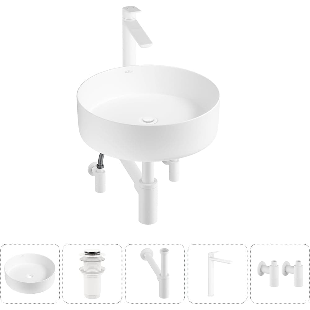 Акционный набор Wellsee 5 в Coax накладная раковина 36x36 см 20213942R