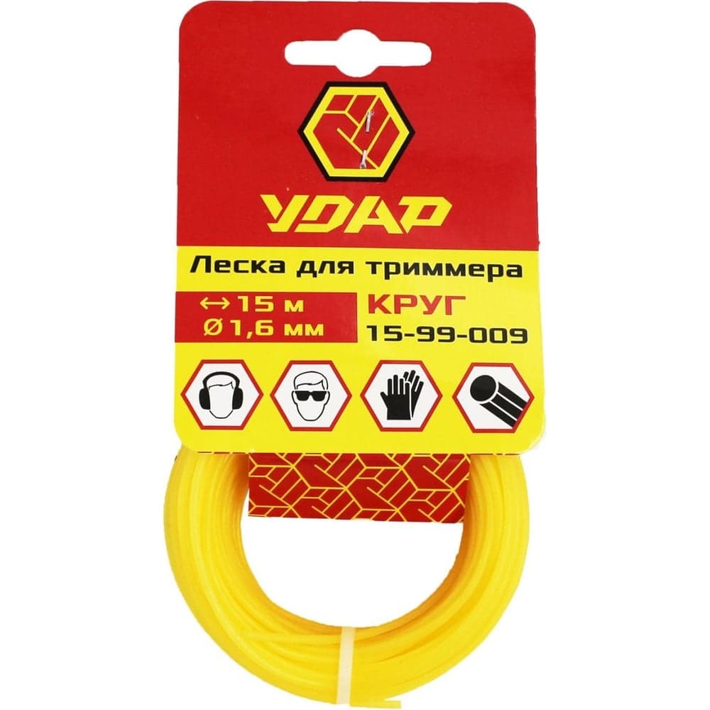 Леска (15 м; круг; 1.6 мм) для триммера УДАР 15-99-009