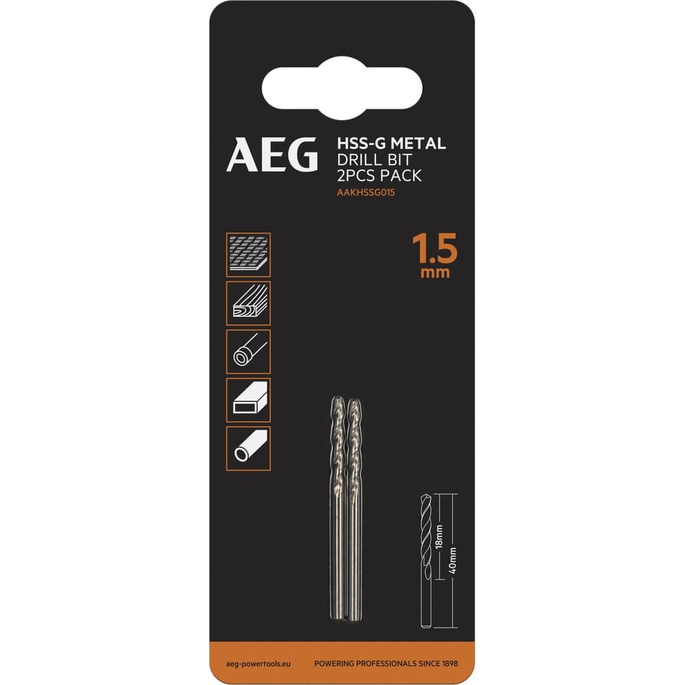 Сверло по металлу HSS-G (2 шт; 1.5х18х40 мм) AEG AAKHSSG015 4932479303
