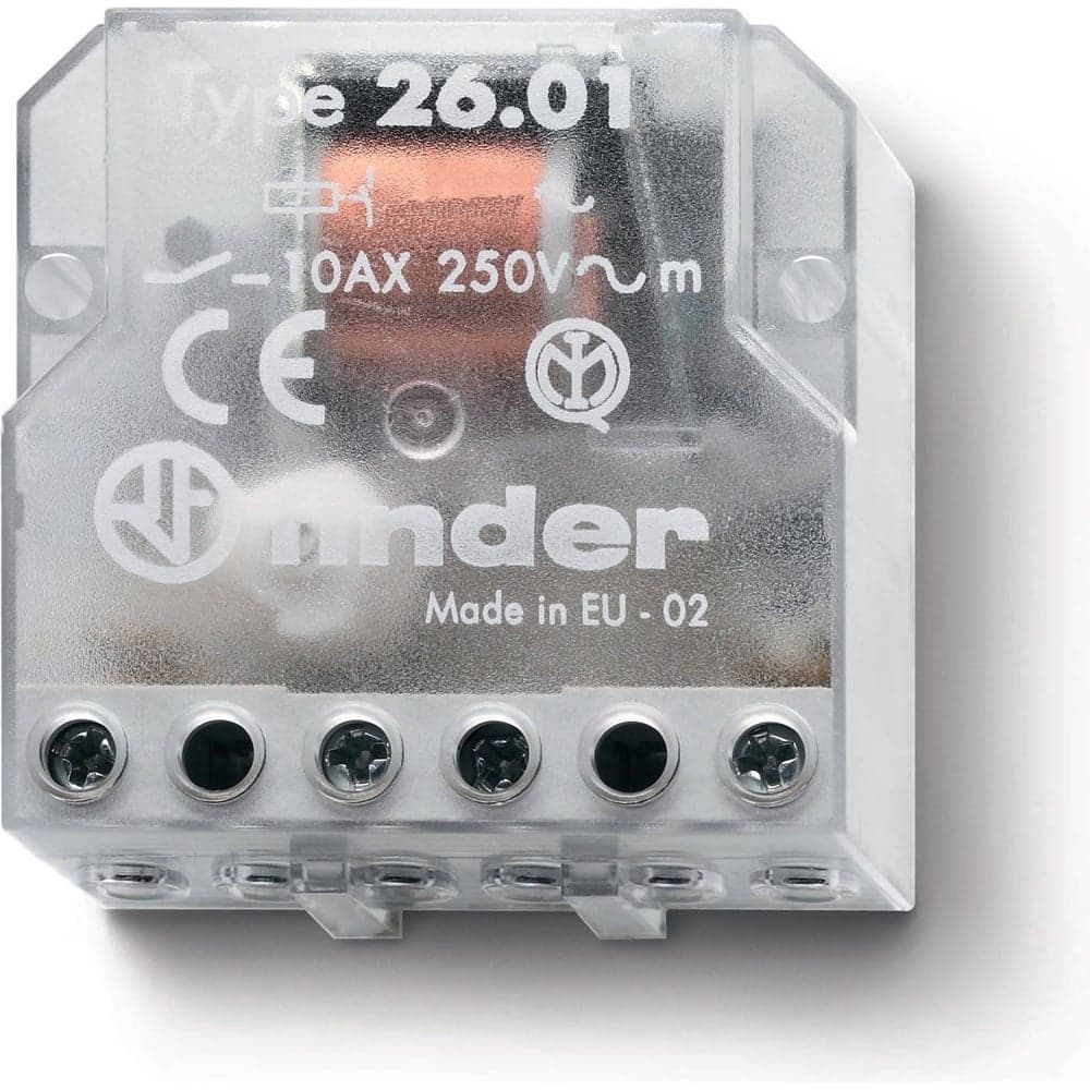 Импульсное реле Finder, установка в монтажную коробку, 1НО контакт 10А 24В AC, 260180240000