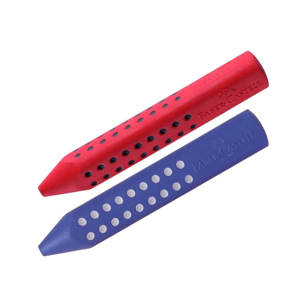 Ластик Faber-Castell Grip 2001, трехгранный, 90х15х15 мм, красный/синий 187101