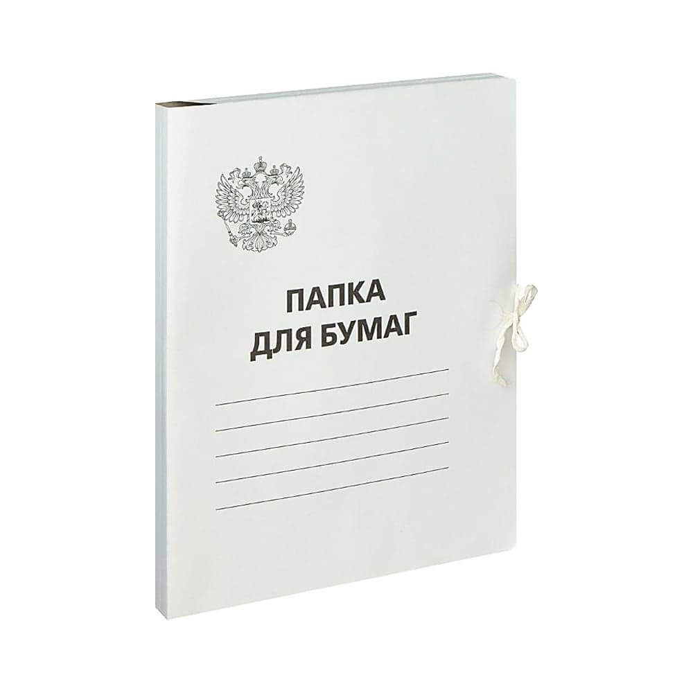 Папка OfficeSpace для бумаг с завязками, 200 шт в упаковке, Герб России, 300 г/м², белый, до 200 листов 257310