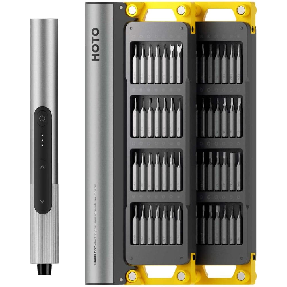 Аккумуляторная отвёртка с набором бит HOTO SNAPBLOQ Electric Precision Screwdriver Master Set (56 предметов, серый, жёлтый, S-A01) HFE0025GL