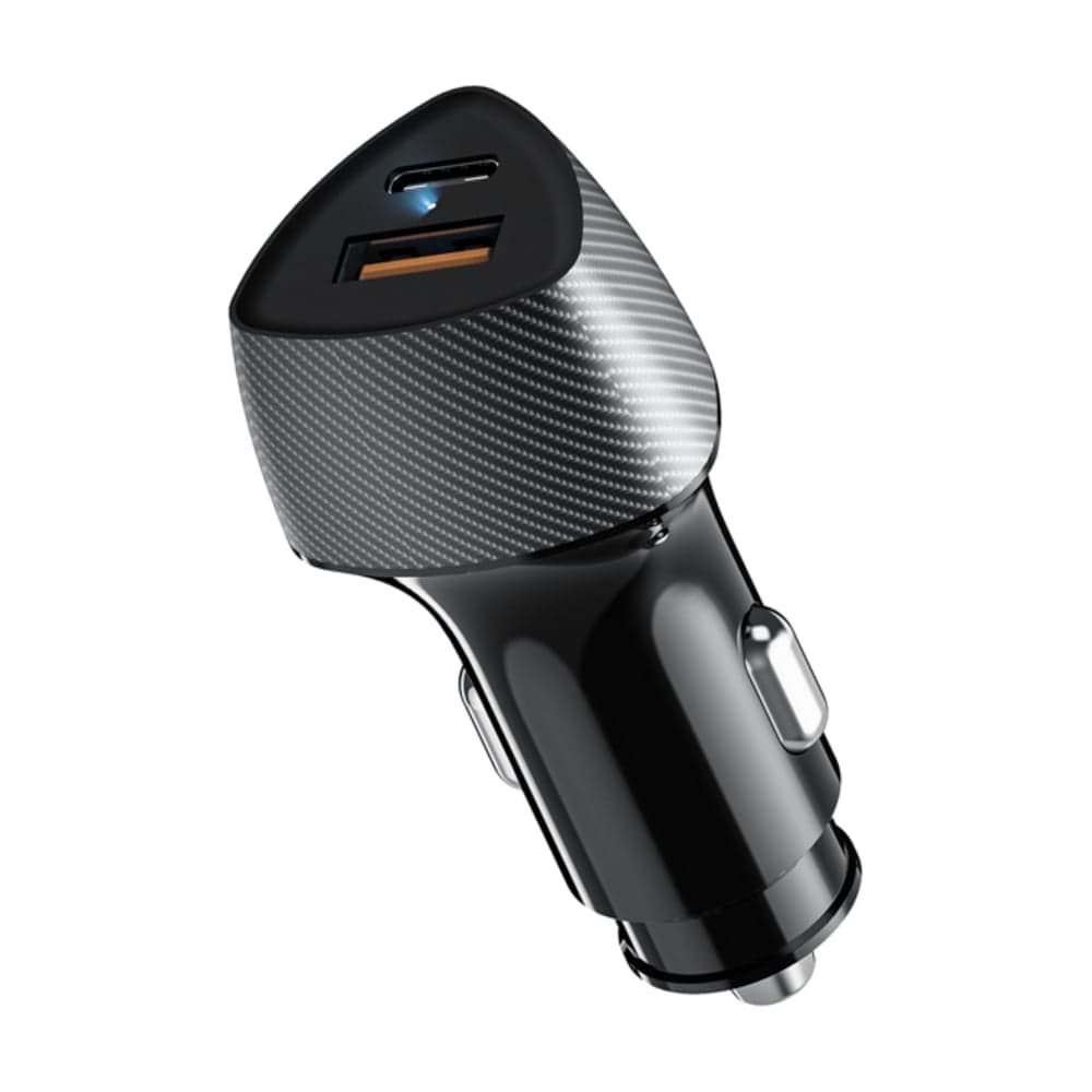 Автомобильное зарядное устройство с двумя портами REXANT (USB-A QC 3.0 + USB-C PD) со световой индикацией, 51Вт, черное 16-0246