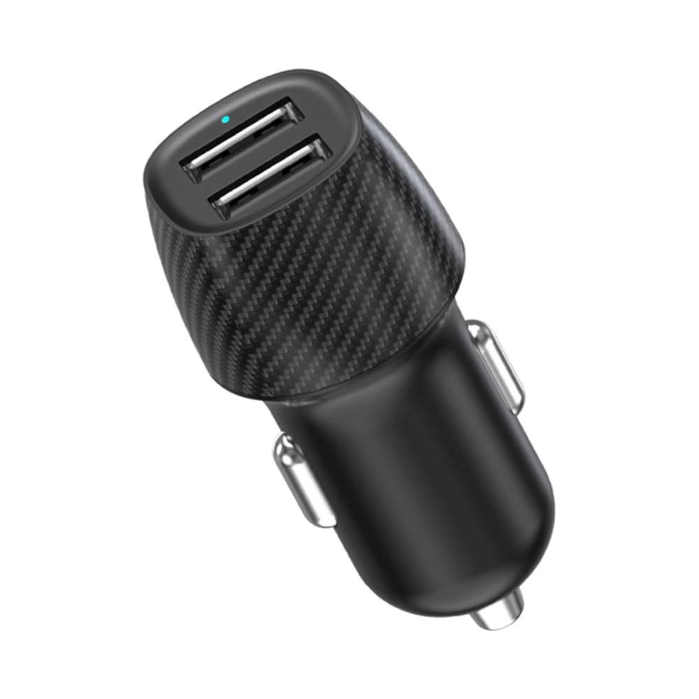 Автомобильное зарядное устройство c двумя портами REXANT (USB-А + USB-A) со световой индикацией, 12Вт, черное 18-2220