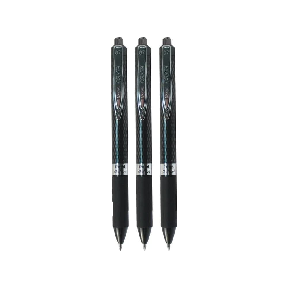 Гелевая автоматическая ручка Pentel Oh!Gel d 0.7 мм, набор 3 шт PK497-3A черные чернила 793222