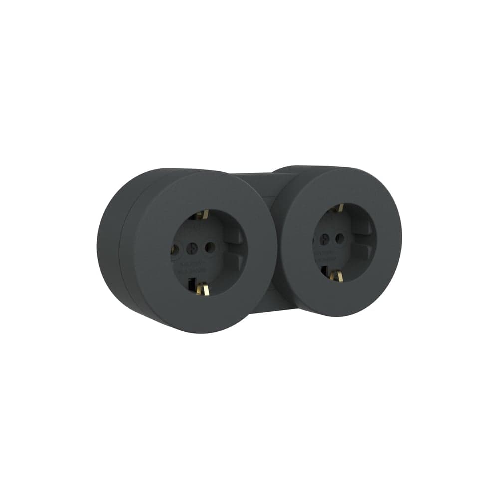Розетка OVIVO 2 поста X-One с заземлением антрацит 406-250000-921