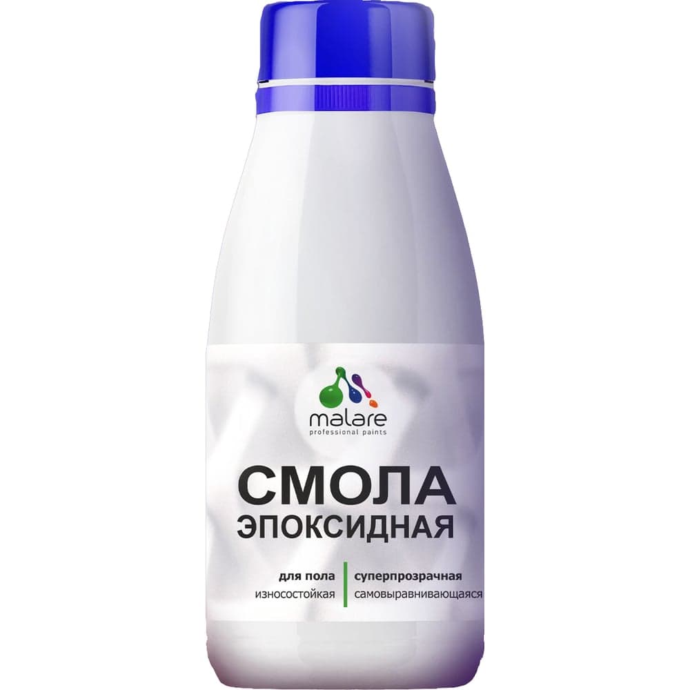 Смола эпоксидная для пола MALARE 2К, двухкомпонентная высокотекучая износостойкая самовыравнивающаяся, кристально-прозрачная, 300 г ЭСПОЛПР0030