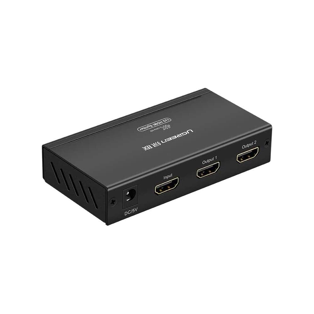 Сплиттер UGREEN 40201 HDMI 1x2 Splitter с адаптером питания 5V 1A DC, черный 40201EU