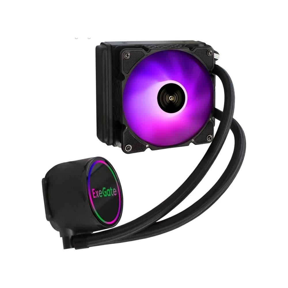 Комплект водяного охлаждения ExeGate BlackWater-120V3.PWM.ARGB 3 PIN 5V ADDRESSABLE RGB подсветка, LGA2066/2011/1366/1150/1151/1155/1156/1200/1700/1851/AM4/A 298708