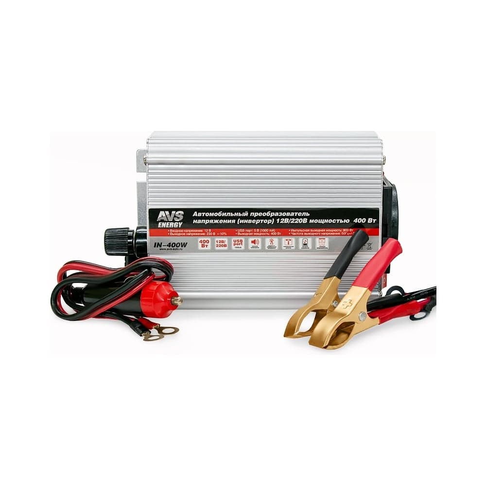 Автомобильный инвертор AVS 12/220V IN-400W A80684S