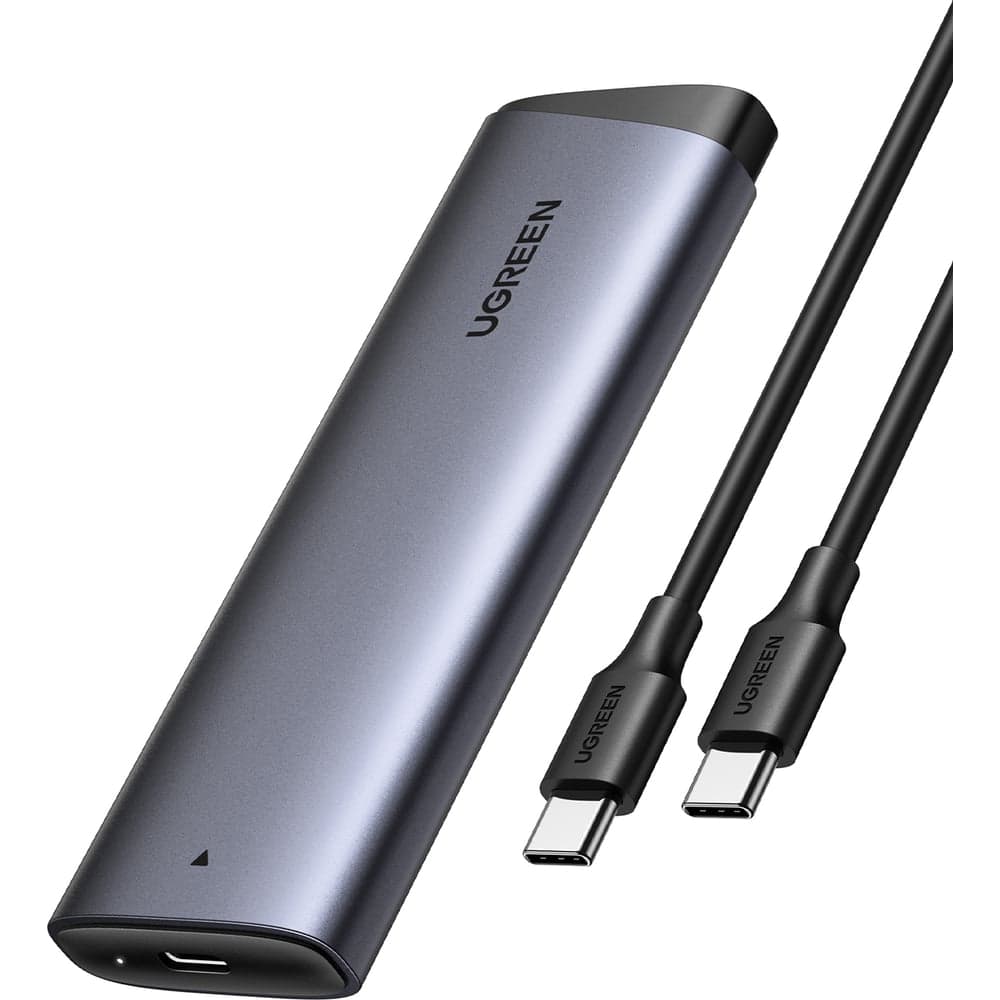 Бокс внешний для жесткого диска UGREEN CM767 35267 M.2NVME Hard Drive Enclosure 10Gbps с кабелем USB-C-USB-C. Цвет: серый 35267_