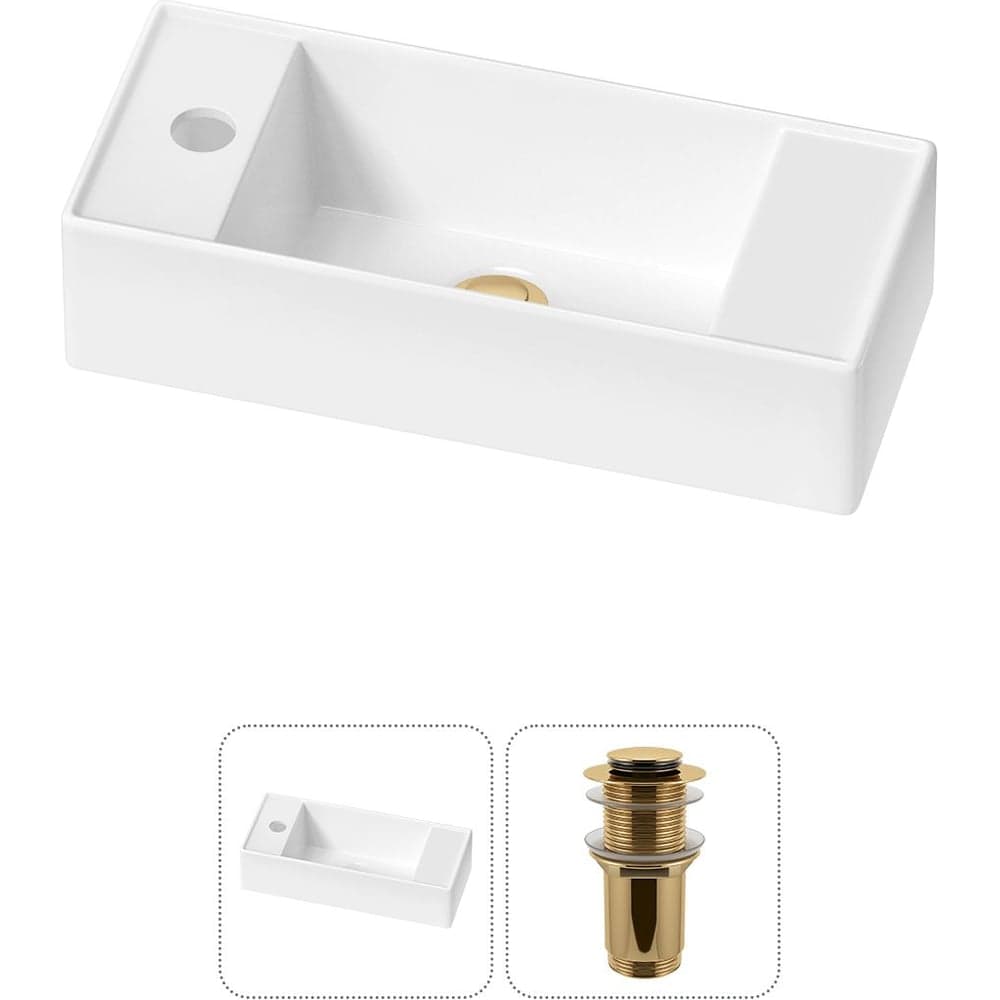Комплект Wellsee 2 в 1 Lavinia Boho Bathroom Sink накладная/подвесная раковина 43x18 см 20216275R