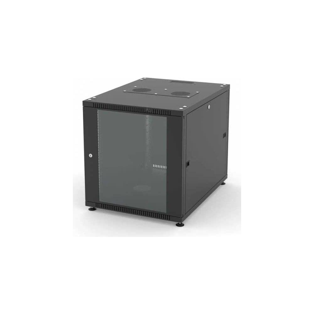 Шкаф напольный Filum 19'', 12U NETWORK (ШxГxВ) 600x600x623 мм, двери: стеклянная/сплошная металл, цвет черный RAL9005 FL-NT-1266GM1M-BK