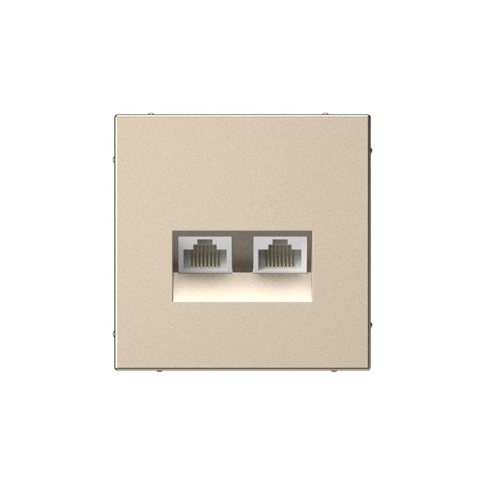 Розетка двойная компьютерная Systeme Electric ARTGALLERY RJ45+RJ45, кат. 5е, механизм, шампань GAL000585
