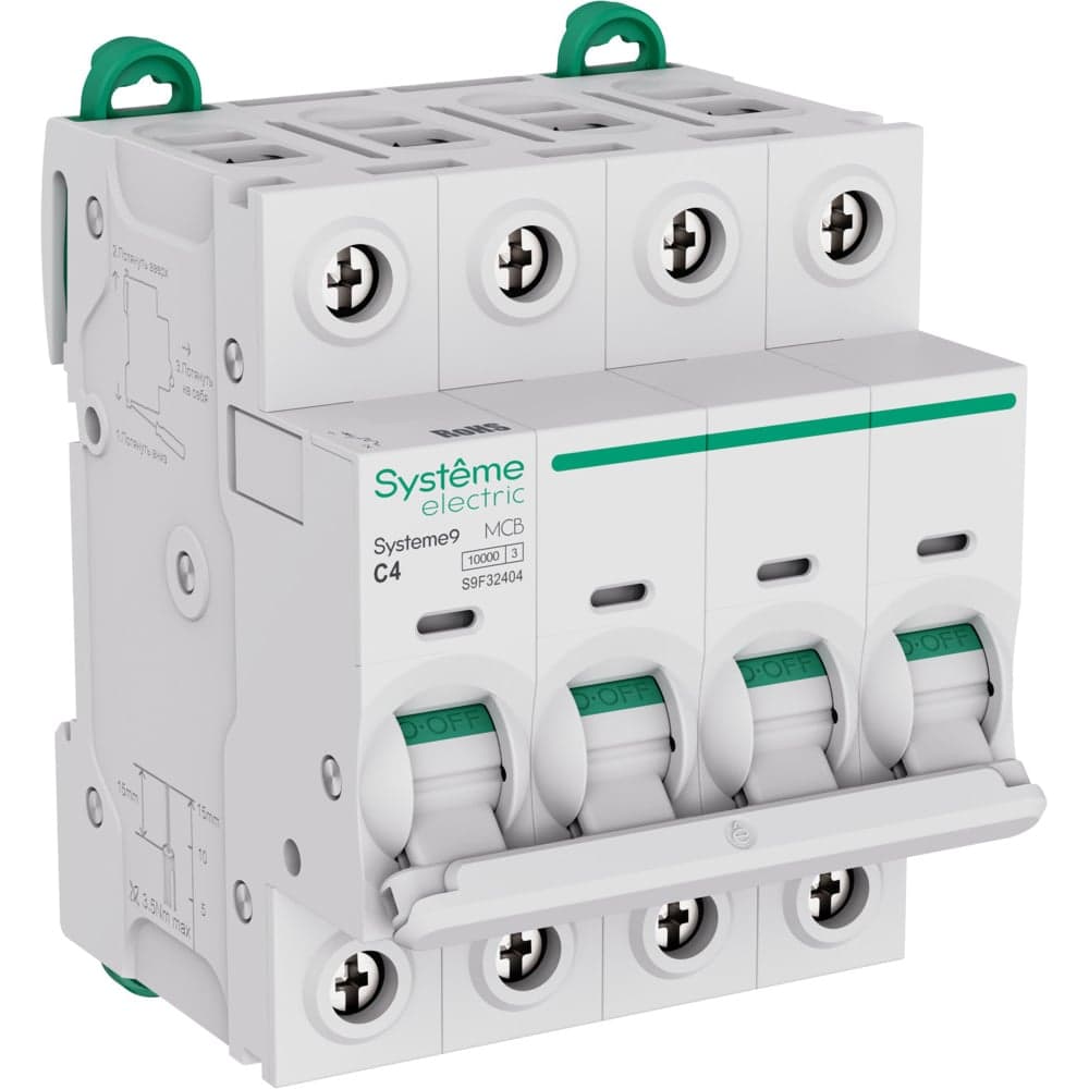 Автоматический выключатель (АВ) Systeme Electric Systeme9 хар-ка C, 4 A, 4 P, 10 kA, 400 В S9F32404