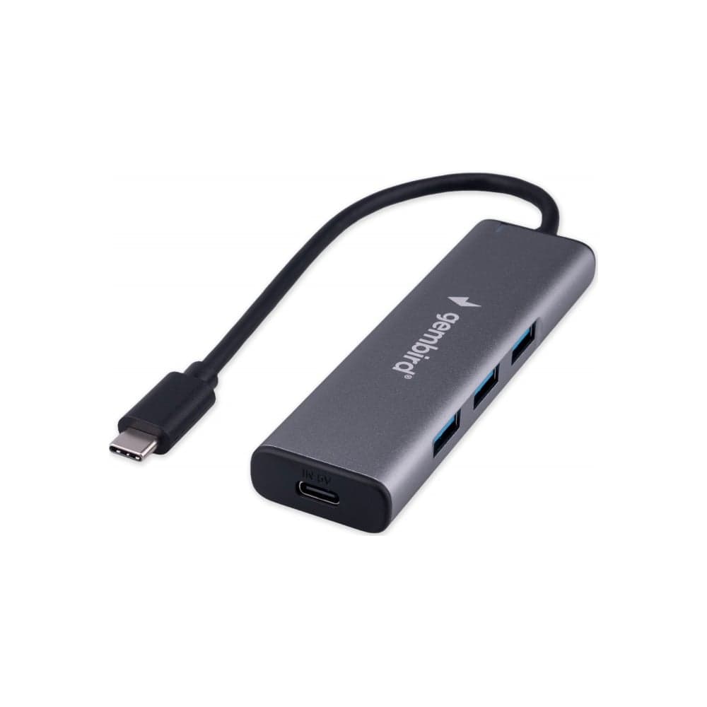 Разветвитель Gembird USB3.1, 7хUSB, с доп.питанием (порт Type-C), OTG, кабель Type-C 19см, алюминий, коробка UHB-U3P7-02