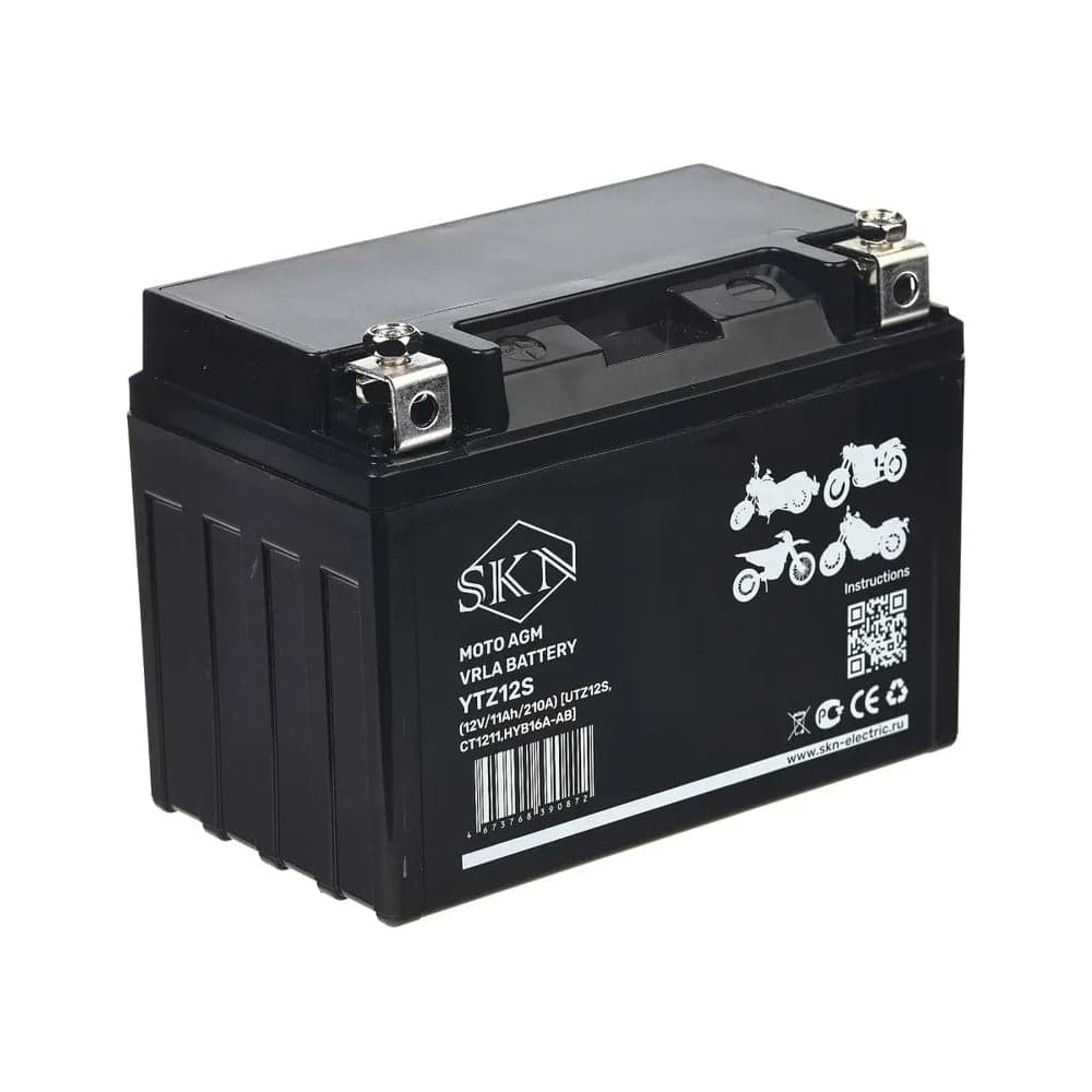 Аккумулятор стартерный для мототехники SKN YTZ12S (12V/11Ah/210A) [UTZ12S, CT 1211, HYB16A-AB] 025283