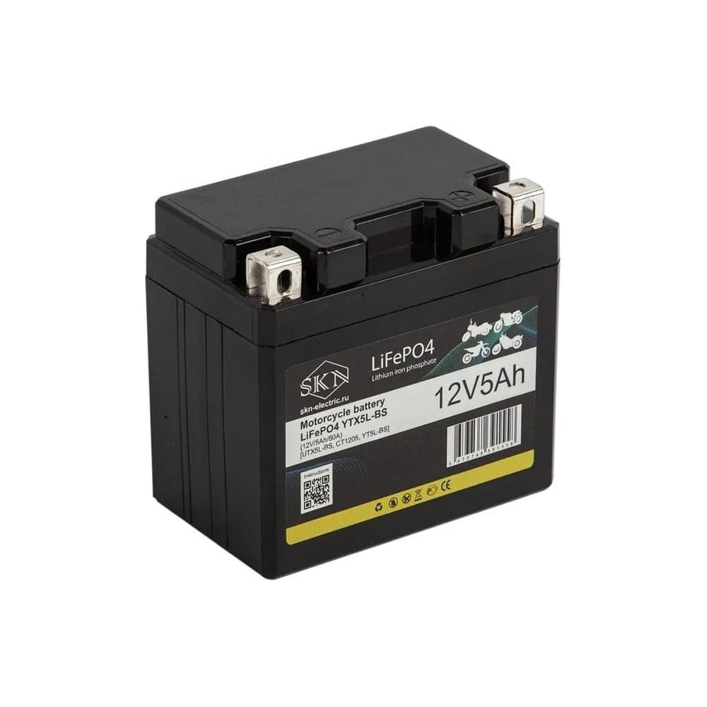 Аккумулятор для мототехники SKN LiFePO4 YTX5L-BS (12V/5Ah/80A) [UTX5L-BS, CT1205, YT5L-BS] 025254
