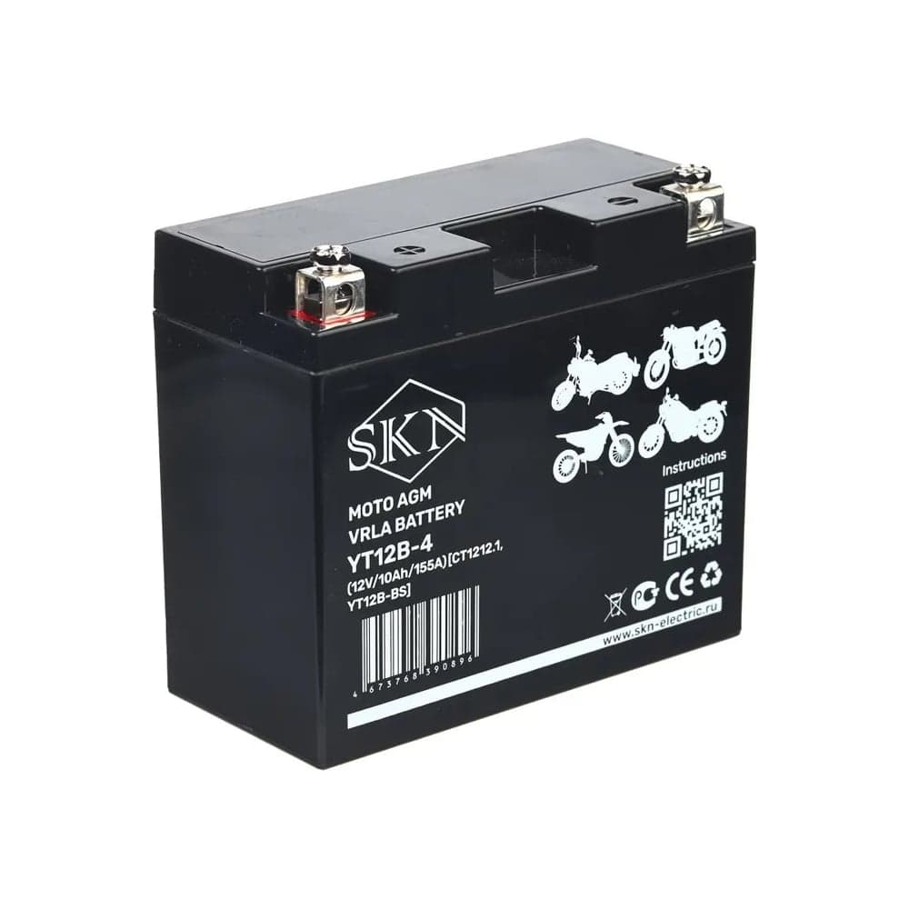 Аккумулятор стартерный для мототехники SKN YT12B-4 (12V/10Ah/155A) [CT 1212.1, YT12B-BS] 025271